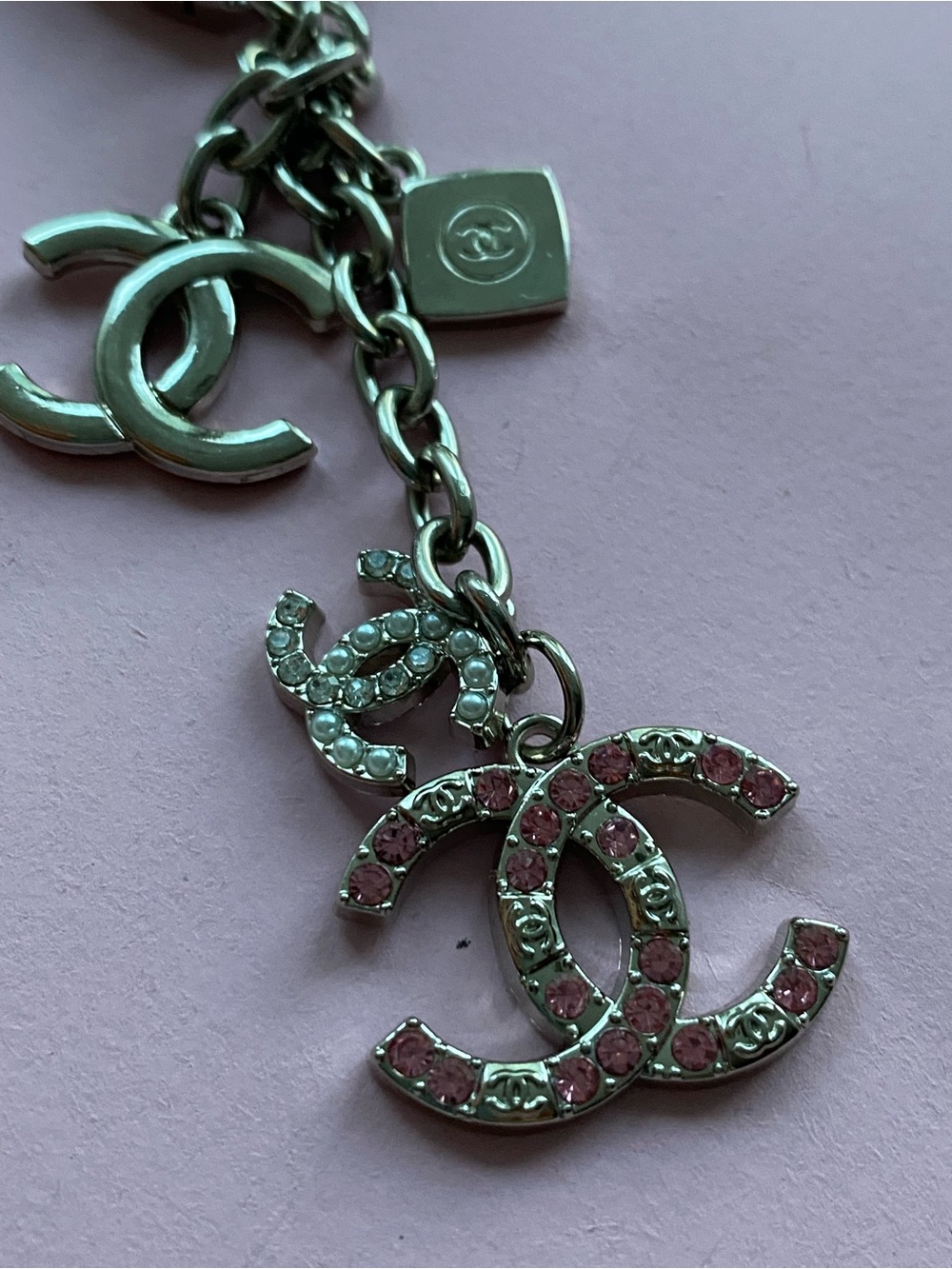 Unbranded Pink Crystal Charm key chain - Silver-Tone Chain